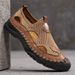 Plus-Size Handmade Stitched Mesh Shoes For Men, Summer Breathable Closed-Toe Sandals, Men's Outdoor Casual Mesh Hole Bea_vogvips.com