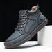 Plus Size Men's Leather Boots, Fashion Stitching Shoes For Men, Flat Lace-Up Martin Boots, Outdoor High-Top Shoes 1320_vogvips.com