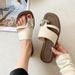 Women's Summer New Fashion Rhinestone One-Strap Slippers, Versatile Outdoor Non-Slip Flat Sandals_vogvips.com