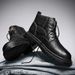 European Warm Series Martin High Mid Top New British Style Men's Leather Shoes Autumn Winter Fleece Lined Short Boots_vogvips.com