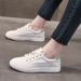 Genuine Leather White Sneaker For Women 2025 New Trendy Lace-up Fahion Veratile Style Caual Sport Board_vogvips.com