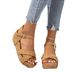 Fashion Rivet Large Size Rivet Women's Wedge Fish-mouth Sandals_vogvips.com
