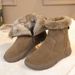 2023 Winter New Women's Snow Leather And Fur Integrated Thickened Mid-Calf Boots With Fleece Platform Sole Northeastern_vogvips.com