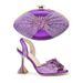 After Party Lace Elastic High Heeled Sandals With The Same Color Three Dimensional Decal Clutch Set_vogvips.com