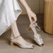 MTX Square High Heels Women, Hollow Bridesmaid Wedding New Chinese National Style Cheongsam Single Shoes, Chunky Heel Closed_vogvips.com
