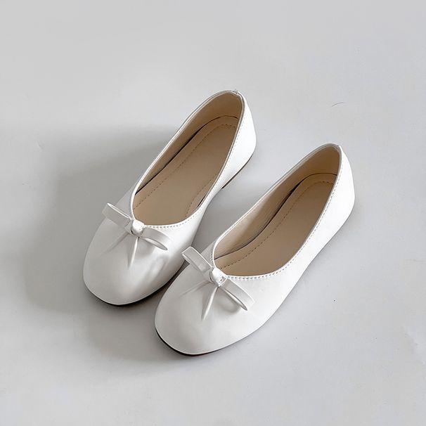 French Flat-bottomed Bow Women's Single Shoes, Summer Shallow Mouth One-pedal Ballet Shoes, Fairy Style Grandma Shoes_vogvips.com