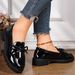 Large Size Loafers Women's Patent Leather Bow Mary Jane Shoes Casual Shoes Women_vogvips.com