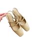 2026 Summer New Patent Top Quality Leather Double G Rhinestone Buckle Chunky Square Toe Closed Back Mid-Low Heel Women's Sandals_vogvips.com