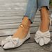 2024 Autumn New Style Shallow Flat European And American Casual Women's Shoes, Large Size, Foreign Trade Bowknot Pointed_vogvips.com