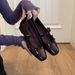 Sheepskin Version Bow Tie Silver Mary Jane Shoes Low Heel Square Toe Shallow Mouth Ballet Style Single Shoes For Women_vogvips.com