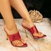 Women's High Heeled Sandals Red Fashion Slip On Stilettos Fashionable Party Pointed Toe Split Toe Simple High Heeled Sandals_vogvips.com