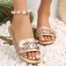 Valentine's Day Women's New Fashion Slippers Classic Temperament Versatile Solid Color Metal Decoration Square Toe Flat Sandals_vogvips.com