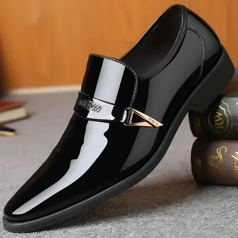 Men's Leather Shoes Paten Oxford Shoes For Men Slip On Bright Leather Business Casual Shoes Footwear Pointed Toe Shoes For Man_vogvips.com