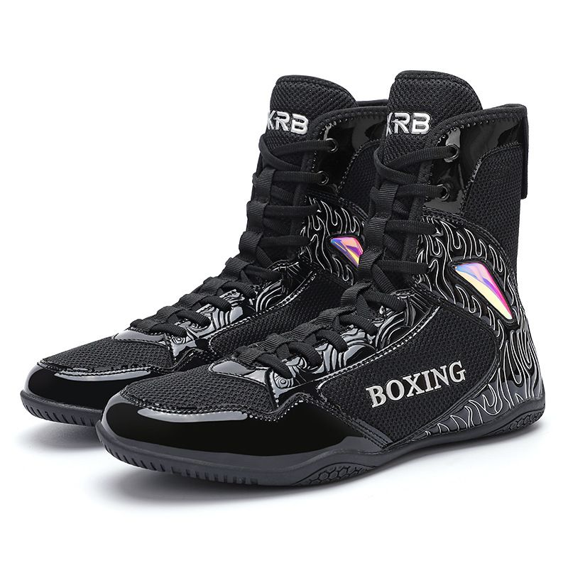 Professional Boxing Shoes Men And Women High Top Fighting Sanda Free Fighting Special Shoes Indoor Fitness Training Wrestling Shoes_vogvips.com