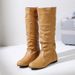 Women's Classic Long Leather Boots - Flat Heel Round Toe Knee High Winter Boots For Ladies (Black, Brown, Gray, Beige)_vogvips.com
