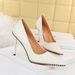 9611-8 Vintage Stone Pattern High Heels Shoes Thin Heel Shallow Pointed Toe Metal Bead Rivet Women's Pumps_vogvips.com