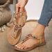 Women's New Vintage Casual Roman Flat Sandals, Non-slip, Fashionable Beaded Ethnic Style, Large Size Flip-flops Beach_vogvips.com