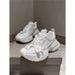 Women's Rhinestone-Embellished Chunky Sole Sneakers With Cross-Lace Design For Elevated Comfort And Style White Chunky Sneakers With A Unique_vogvips.com
