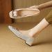 Women's Spring/Summer 2025 New Fashion Square Head, Middle Thick Heel, Hollow Out Breathable Water Diamond Rice White_vogvips.com