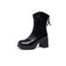 Height Increasing Women's Series New Thick Feminine Bottom Elegant Slim High Heel Mid Calf Boots_vogvips.com