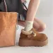 Fashionable Versatile Womens Birkent Cotton Thick Bottom Loafers Winter Warm Fleece Lined Flat Heel Round Toe Shoes_vogvips.com