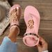 Women's Plus Size Ethnic Style Beaded Fashion Versatile 2025 Summer New Flat Breathable Casual Sandals For Women_vogvips.com