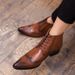 Euro Step Large Size Brogue Carved Leather Business British Style Shoes Men's Pointed Toe High-top Martin Short Boots_vogvips.com