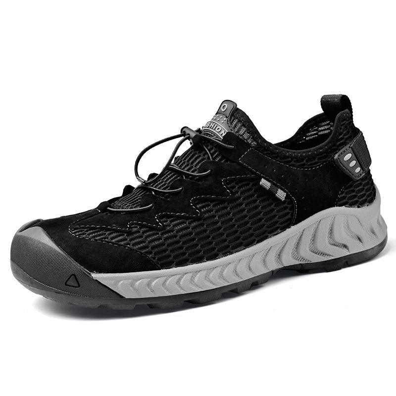 Men's Mesh Shoes Summer Breathable Hollow-Out Slip-On Sandals Lightweight Closed-Toe Outdoor Non-Slip Beach Shoes_vogvips.com