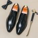 Men's Pointed Toe European And American Business Formal Leather Fashion Versatile Casual Derby Shoes Cross-Border Large_vogvips.com
