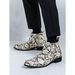 Martin New Men's British Style Snake Patterned Mongolian Boots, Short Tube, Large Size, High Top Leather Boots, Tube, Size,_vogvips.com