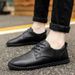 Men's Shoes Autumn Style Business Casual Solid Color Versatile Trendy Simple Leather Shoes Flat Casual Breathable Comfortable Slip On Shoes_vogvips.com