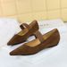 3683-11 Korean-tyle Retro Imple Veratile Low-heel Wedge Hallow Pointed Uede Elatic Trap Ingle-trap Women'_vogvips.com