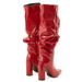 Women's Summer Large Size High Heel Boots Patent Leather Natural Wrinkled Pointed Toe Thick Heel Cowboy Shoes_vogvips.com