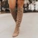 Women's Stylish Knee-High Riding Boots With Side Zipper, Pointed Toe & Chunky Heel - Suede Faux Leather Boots For Fall, Winter & Spring_vogvips.com