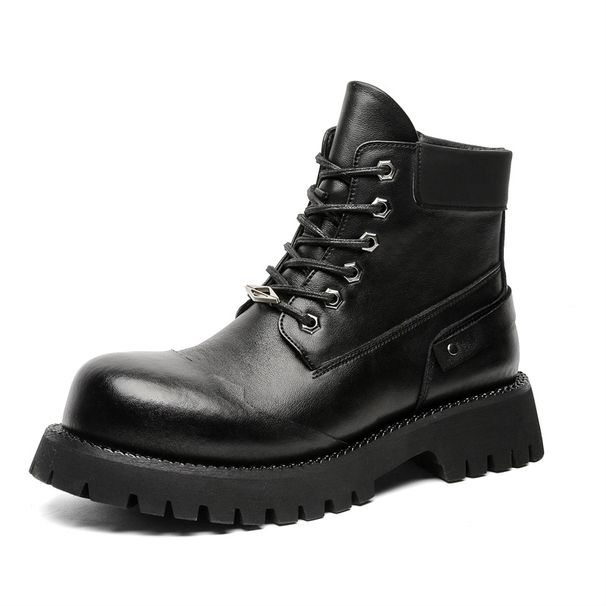 Fleece And Fleece Warm Men's Short Boots Retro Heightening Thick-soled Tooling Boots Martin Boots_vogvips.com