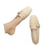 Niche Flat-soled Single Shoes Women's Spring And Autumn Versatile Square Head Shallow Mouth Soft Leather Soft Sole Belt Buckle Doudou Shoes_vogvips.com
