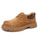 2024 New Work Pigskin Breathable Casual Round Toe Comfortable Versatile Rubber Men's Shoes Thick Sole_vogvips.com