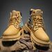 Men's British Style Martin Boots - Low Top Work Boots With Breathable PU Upper & Cushioned Insole For Winter & Spring (Khaki/Black/Gray, Sizes 39-48)_vogvips.com