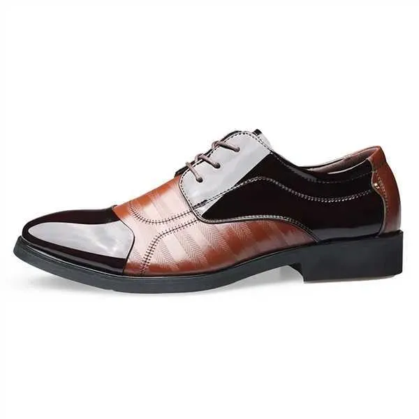 Cross-Border Large Size New Pointed Leather Men'S Business Formal Fashion 100 Tower Lace-Up Wedding Shoes 456_vogvips.com
