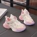 Girls' Rotating Button Sneakers Soft Sole Non-Slip Breathable Mesh Korean Style Spring Autumn Children's Running Shoes_vogvips.com