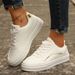 New Round Toe Solid Color White Casual Single Shoes, Trendy Plus Size Women's Shoes_vogvips.com