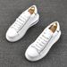 Spring And Autumn Men's New Casual Low-top Cowhide Multi-functional High White Shoes Trend Plate_vogvips.com