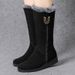 Warm High Fur 2024 Winter Shoes For Women Chunky Mid-calf Plush Snow Flat Boots ZIP Fashion Botas De Mujer_vogvips.com