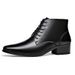 European Warm Series Winter Genuine Leather Chelea For Men Pointed Toe Fleece Lined Lace-up Roman Style Trendy Fahion High Heel Martin_vogvips.com
