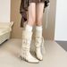 Tassel Long For Women 2025 Autumn Winter Egyptian Over-the-Knee Thick Heel Pointed High Stacked Boots_vogvips.com