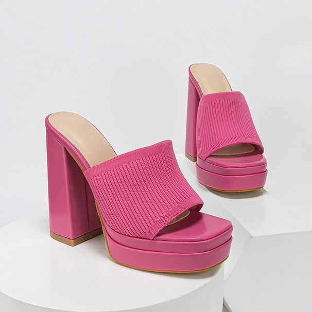 Elegant Knit Over-the-Knee Boots With Chunky Heel And Waterproof Platform - Slip-Resistant Rubber Sole, PU Lining, Available In Multiple Colors_vogvips.com