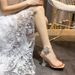 Summer New Transparent Rhinestone Sun Strap Sexy High Heel Open Square Toe Fairy Style Crystal Sandals_vogvips.com