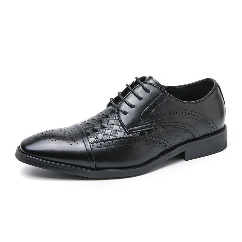 Euro Step 2025 Low-top Spring And Autumn Large Size 48 Men's Leather Brogue Carved Weave Business Formal Groom Wedding Shoes_vogvips.com