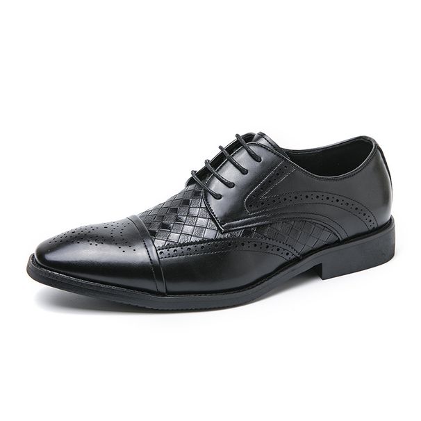Euro Step 2025 Low-top Spring And Autumn Large Size 48 Men's Leather Brogue Carved Weave Business Formal Groom Wedding Shoes_vogvips.com