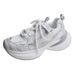 Silver White Mesh Height Enhancing Thick Soled Dad Summer New Breathable And Comfortable Casual Sports Shoes For_vogvips.com